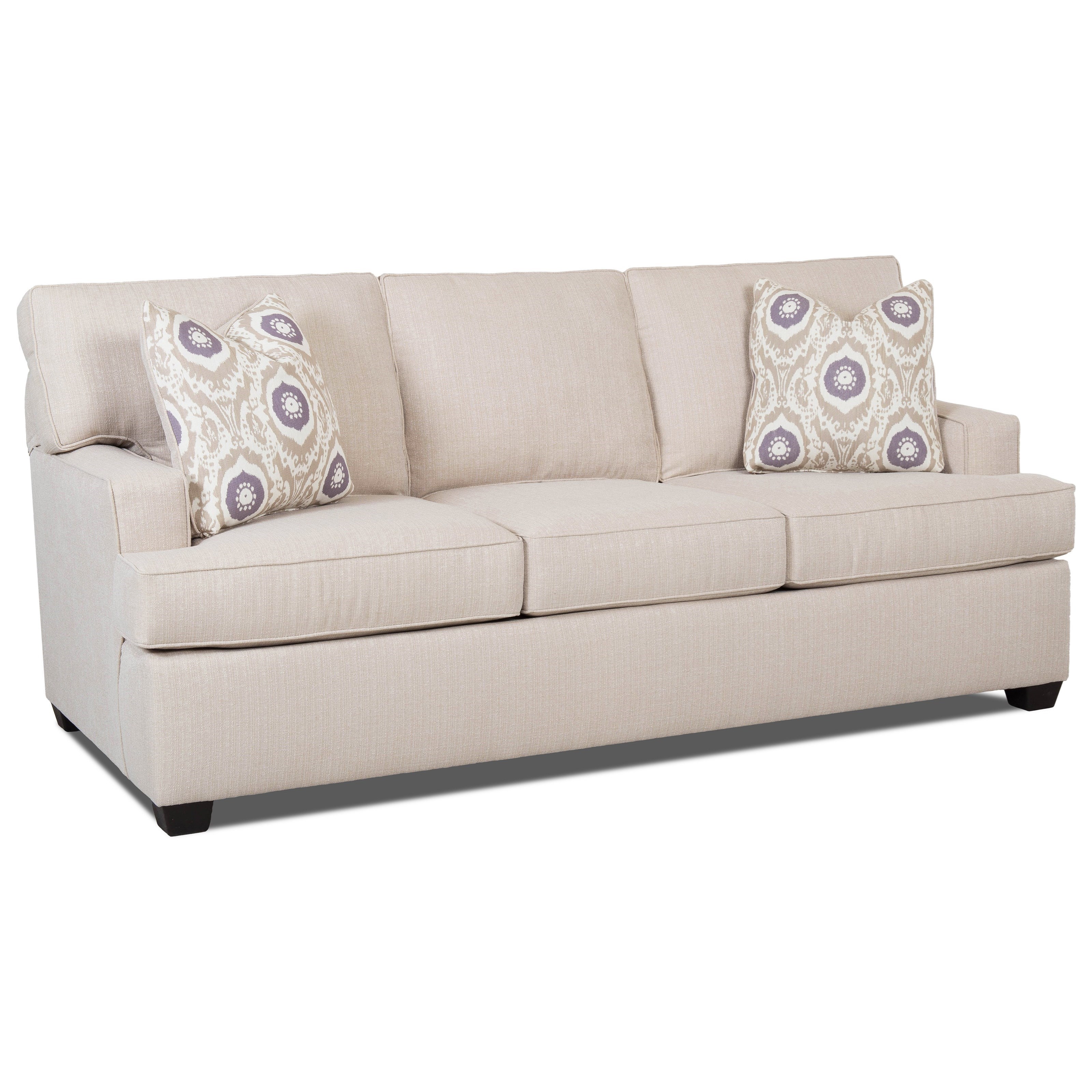 Klaussner Cruze Contemporary Stationary Sofa with Track Arms, and T